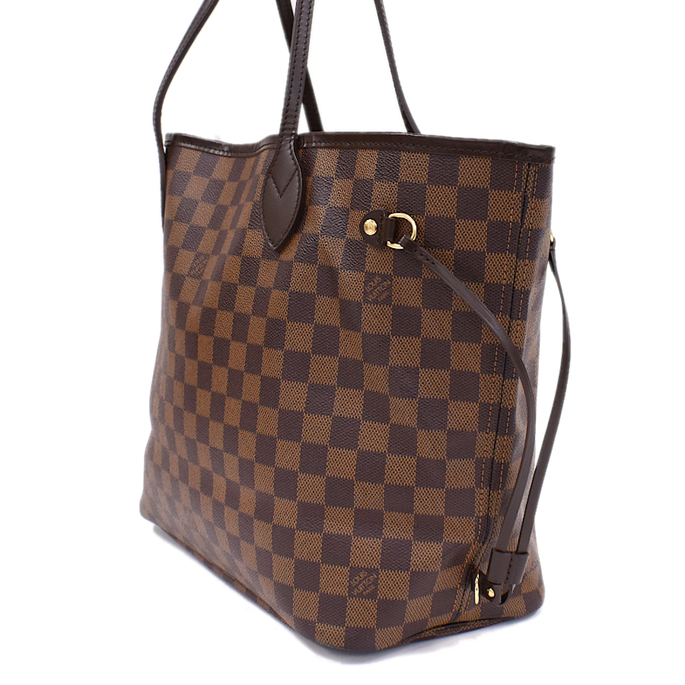 Louis Vuitton Neverfull MM Shoulder Tote Bag Damier Ebene Brown - Picture 2 of 8